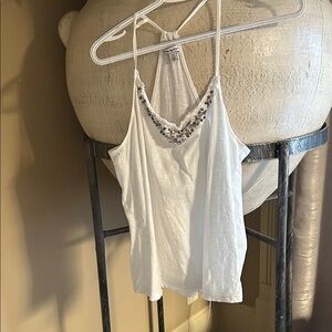 American Eagle Outfitters White Camisole with Embroidery